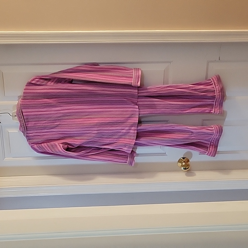 Pink striped fleece pajamas small - Picture 5 of 8